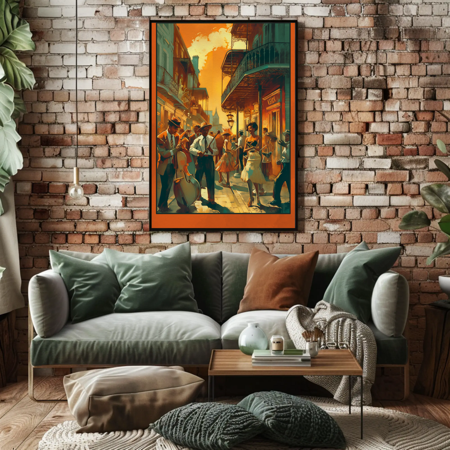 New Orleans French Quarter Jazz Scene Travel Poster
