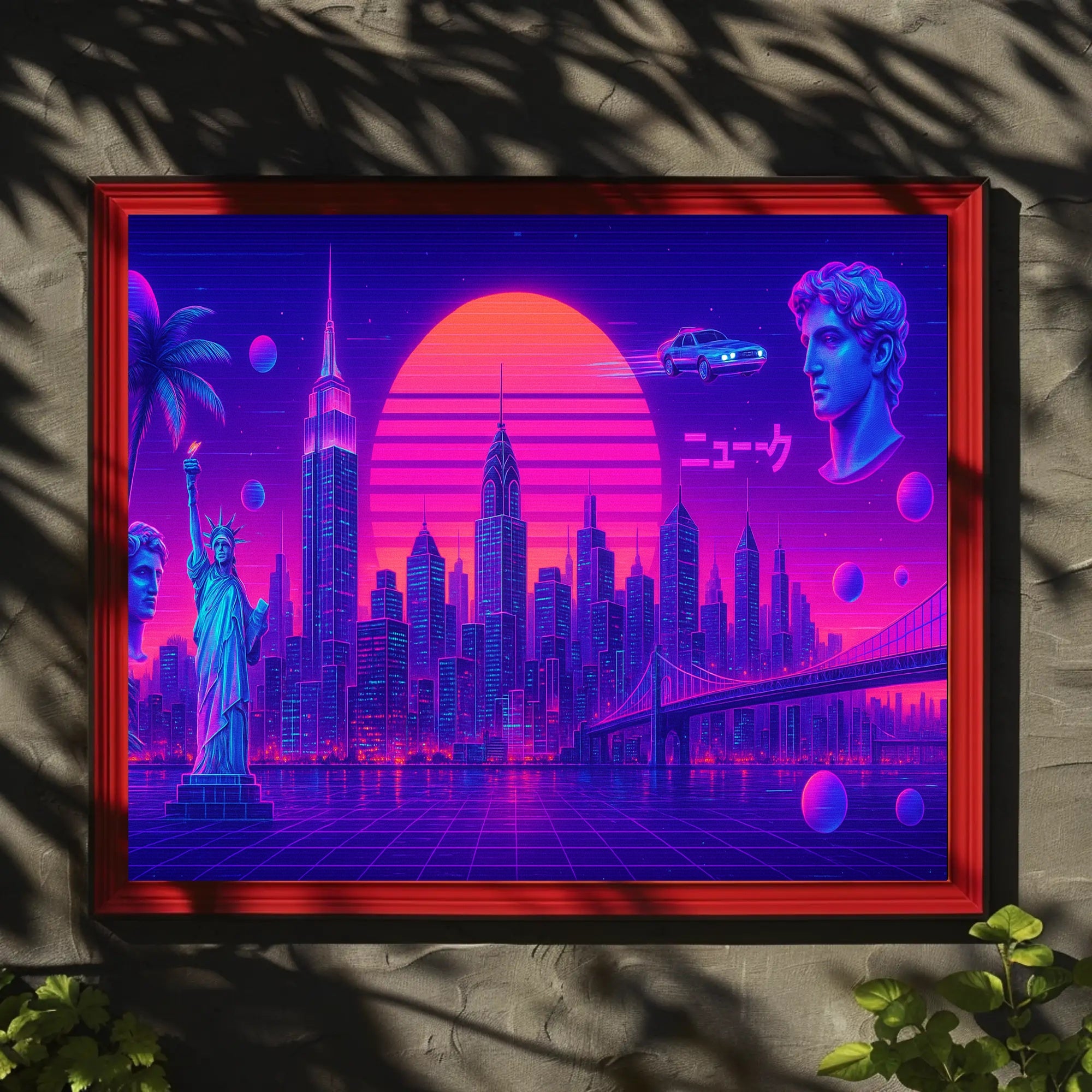 Neon Skyline Travel Poster Wall Art Print