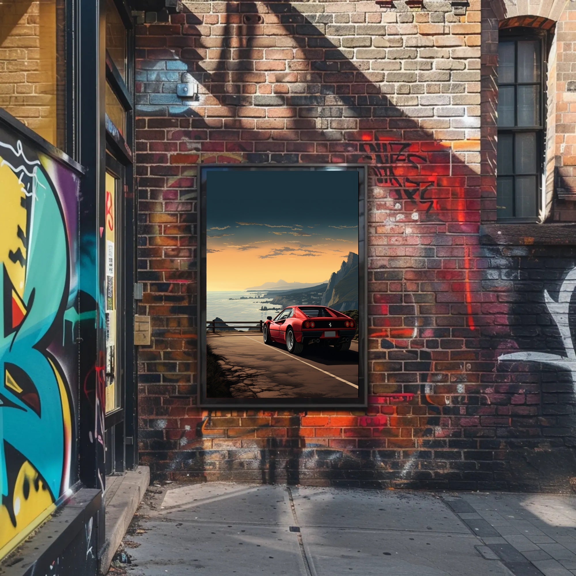 Sunset Drive Along the Coast Poster PosterGoat