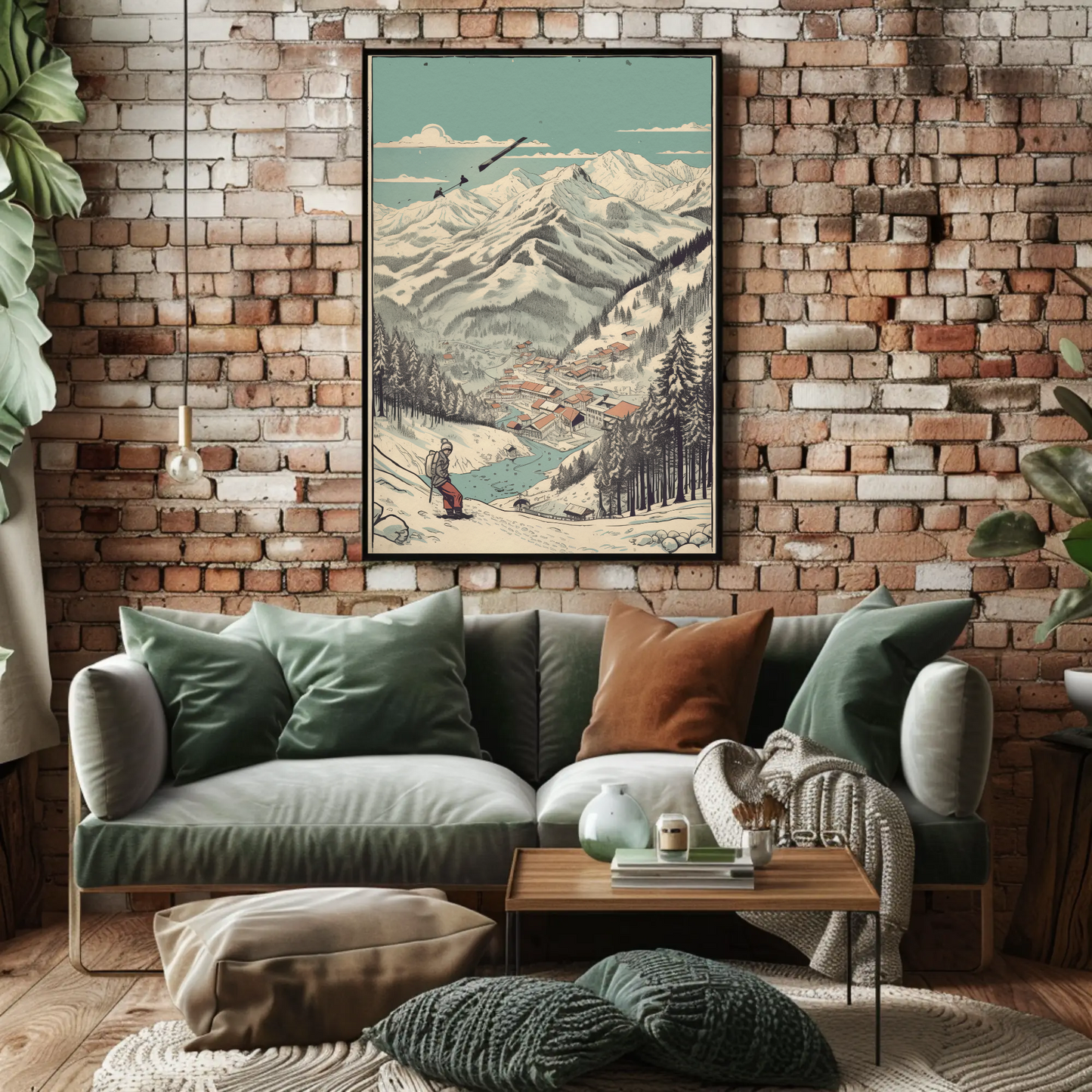 Ski Resort Valley View With Village Travel Poster