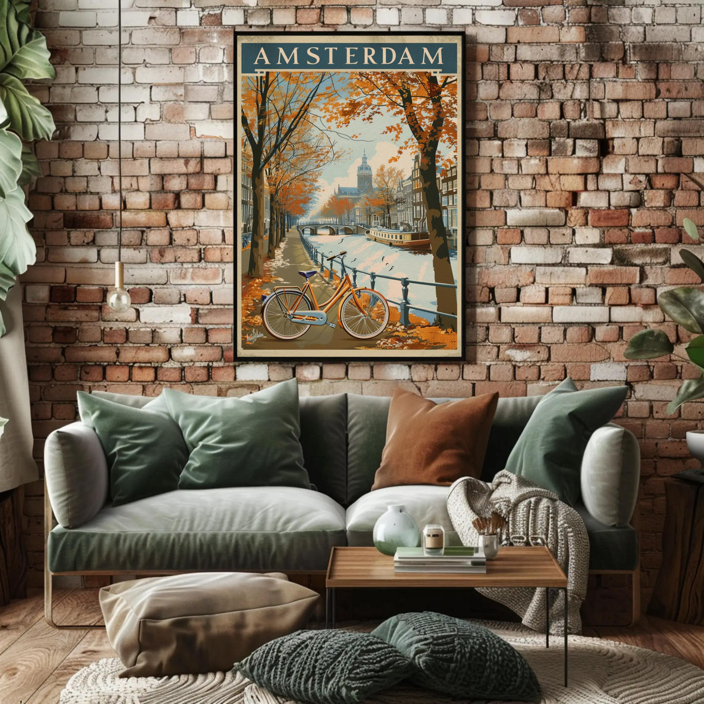 Amsterdam Autumn Canal Ride Travel Poster