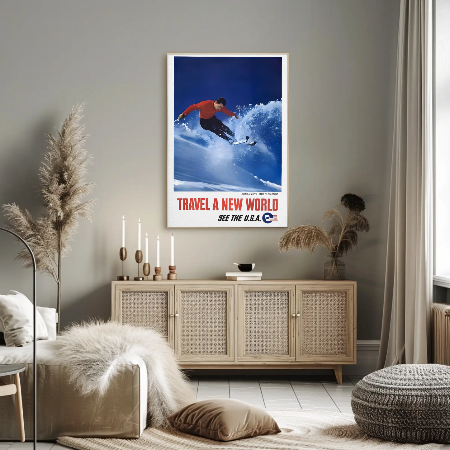 Colorado - Skiing in Aspen Vintage Travel Poster