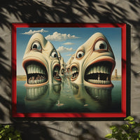 Surreal Faces in Water Abstract Artistic Poster