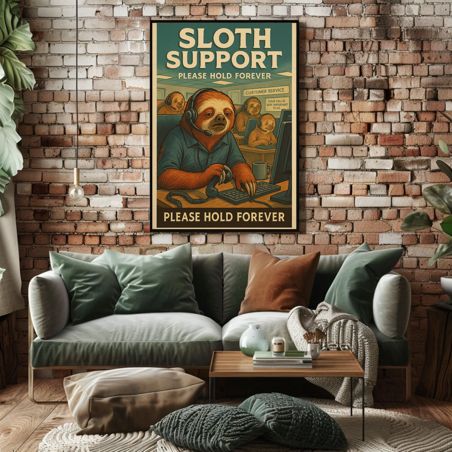Sloth Support Hold Forever Parody Poster