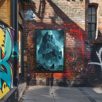 Ominous Fortress under Stormy Skies: Fantasy or Mythology Poster PosterGoat