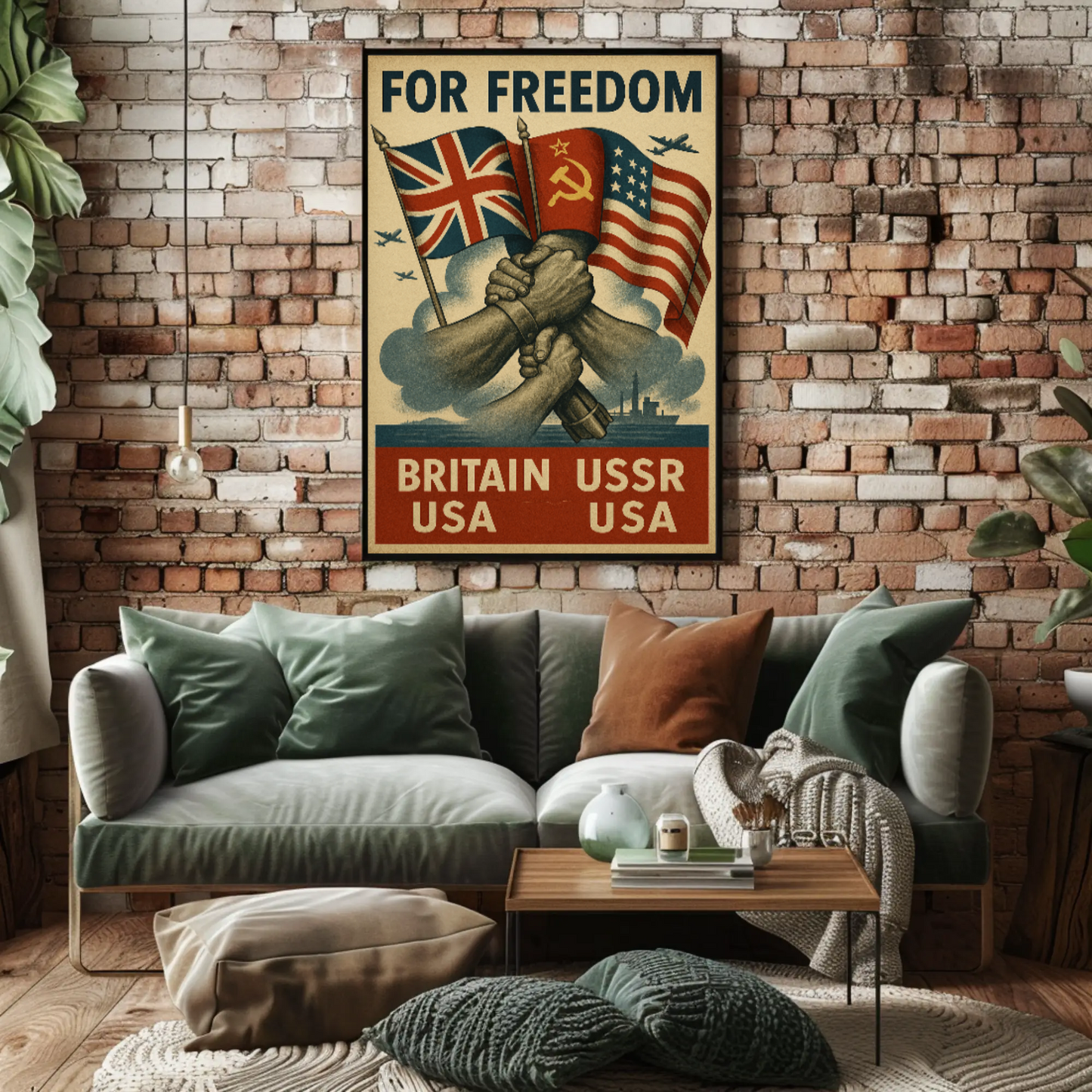 Allied Unity for Freedom WWII Propaganda Poster