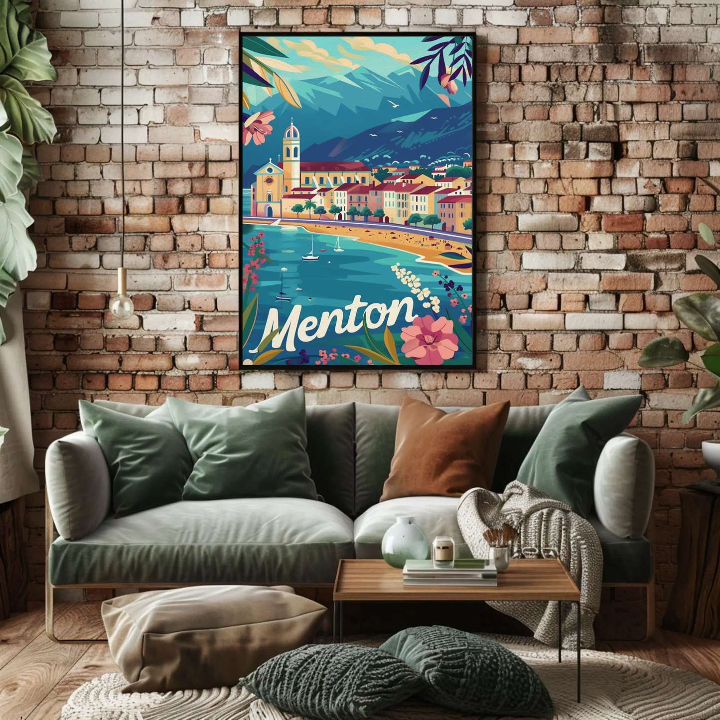 Menton French Riviera Coastal Town Travel Poster