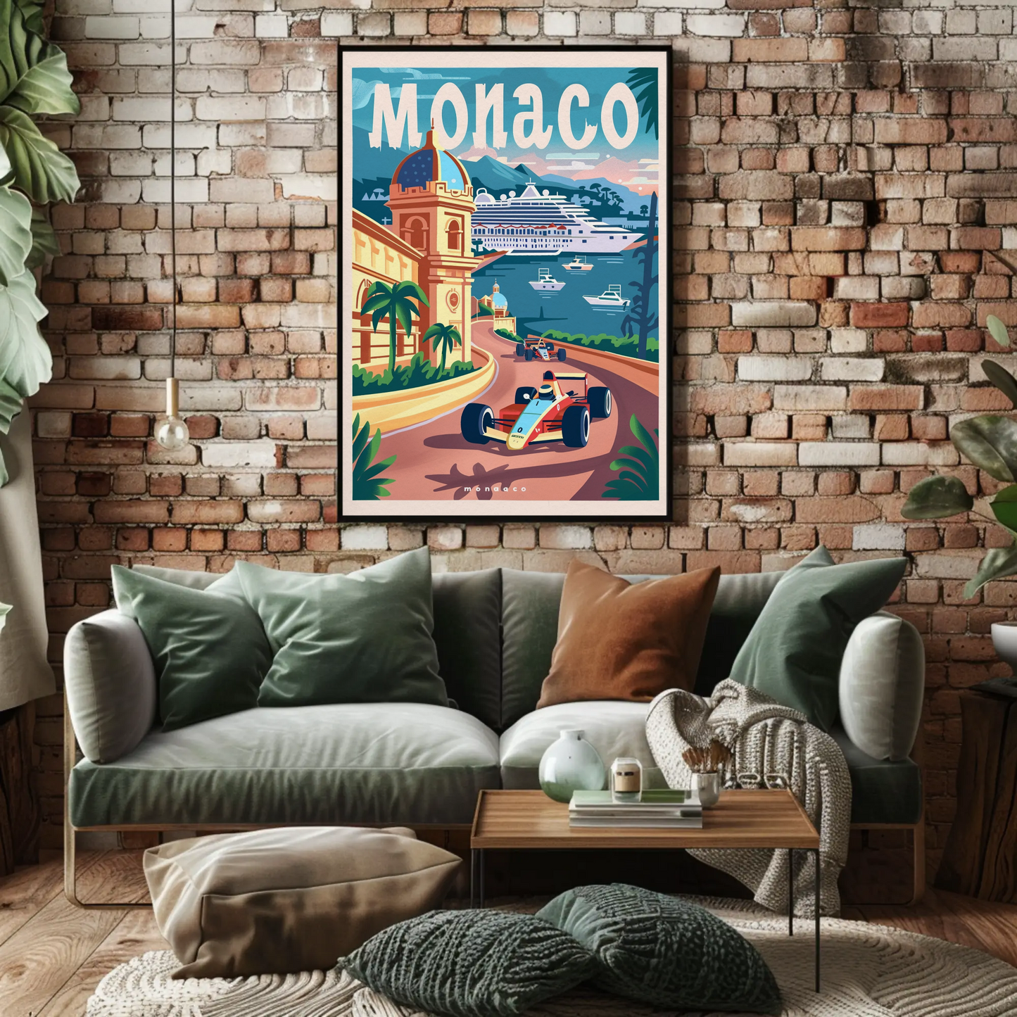 Monaco Grand Prix Coastline Drive Travel Poster
