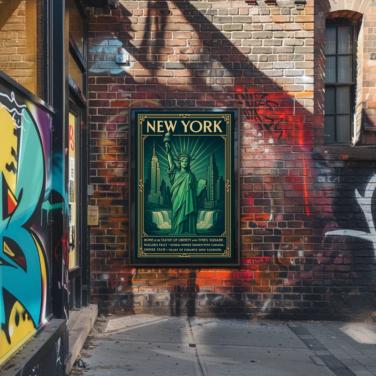 New York City Poster Vintage Travel Landmark Wall Art