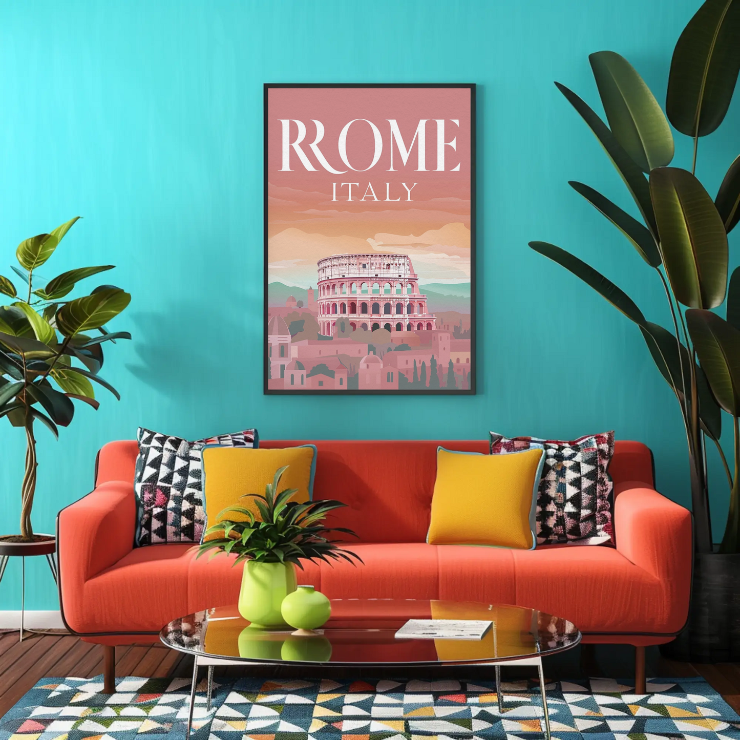 Rome Italy Vintage Colosseum Poster