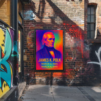 James K. Polk 11th President of the United States Neon Gradient Overlay Poster