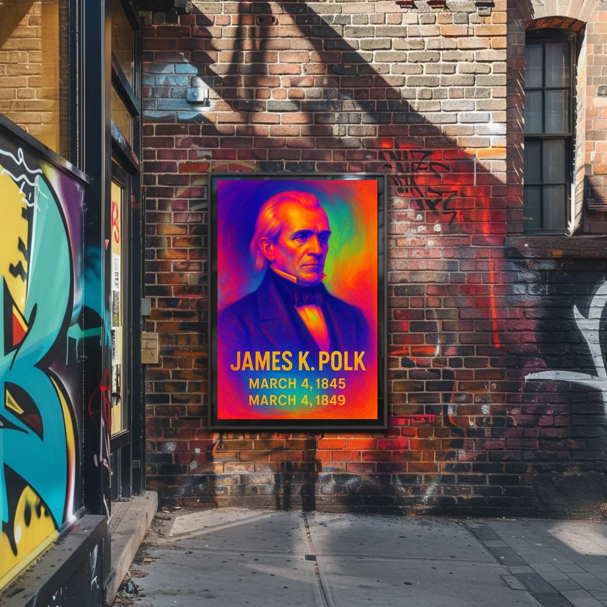 James K. Polk 11th President of the United States Neon Gradient Overlay Poster