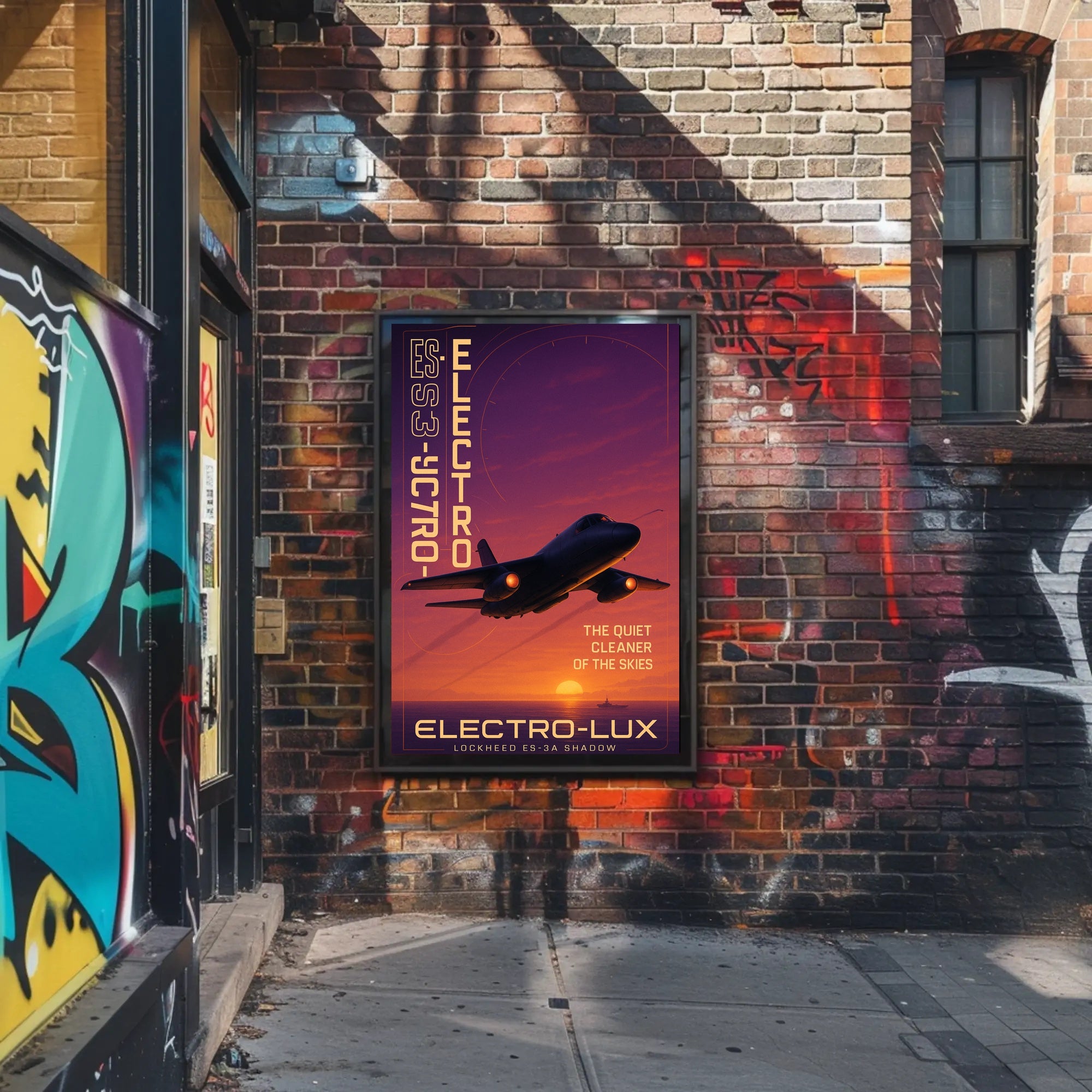 Stealth Jet Silhouette at Sunset Poster