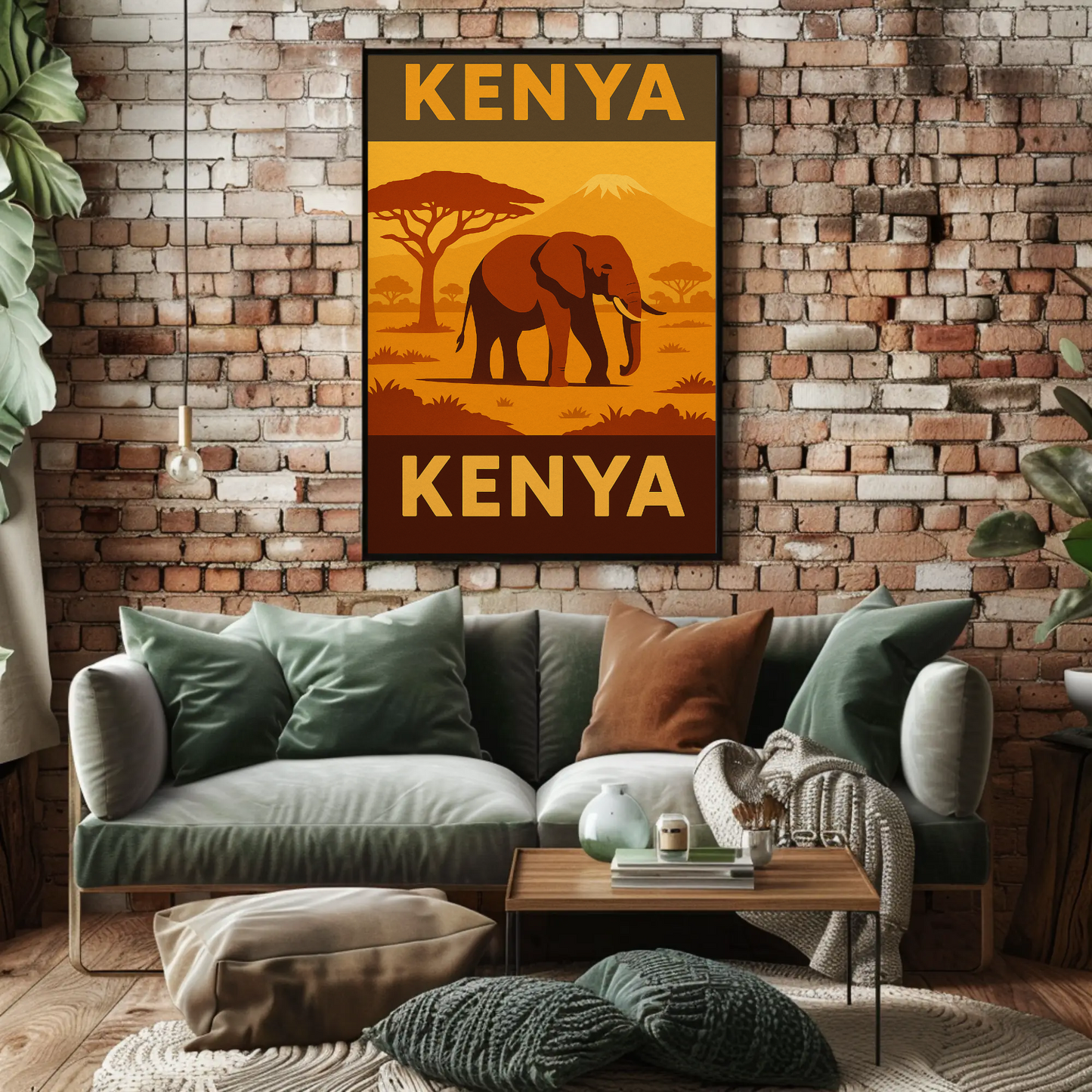 Kenya's Majestic Wildlife Safari Vintage Travel Poster