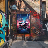 Futuristic Sports Car in Neon City Futuristic Sci-Fi Poster