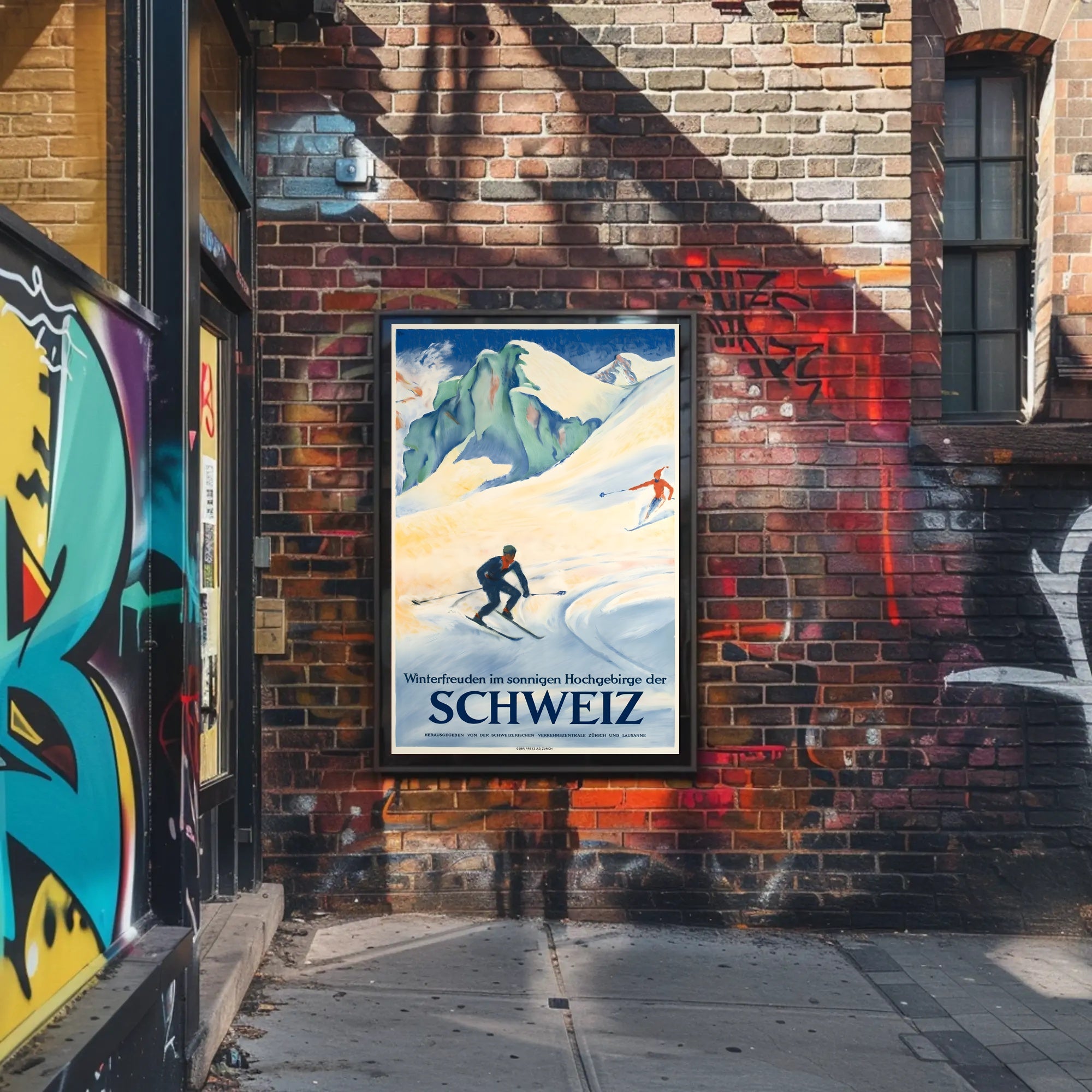 Swiss Alps Vintage Ski Adventure Travel Poster PosterGoat