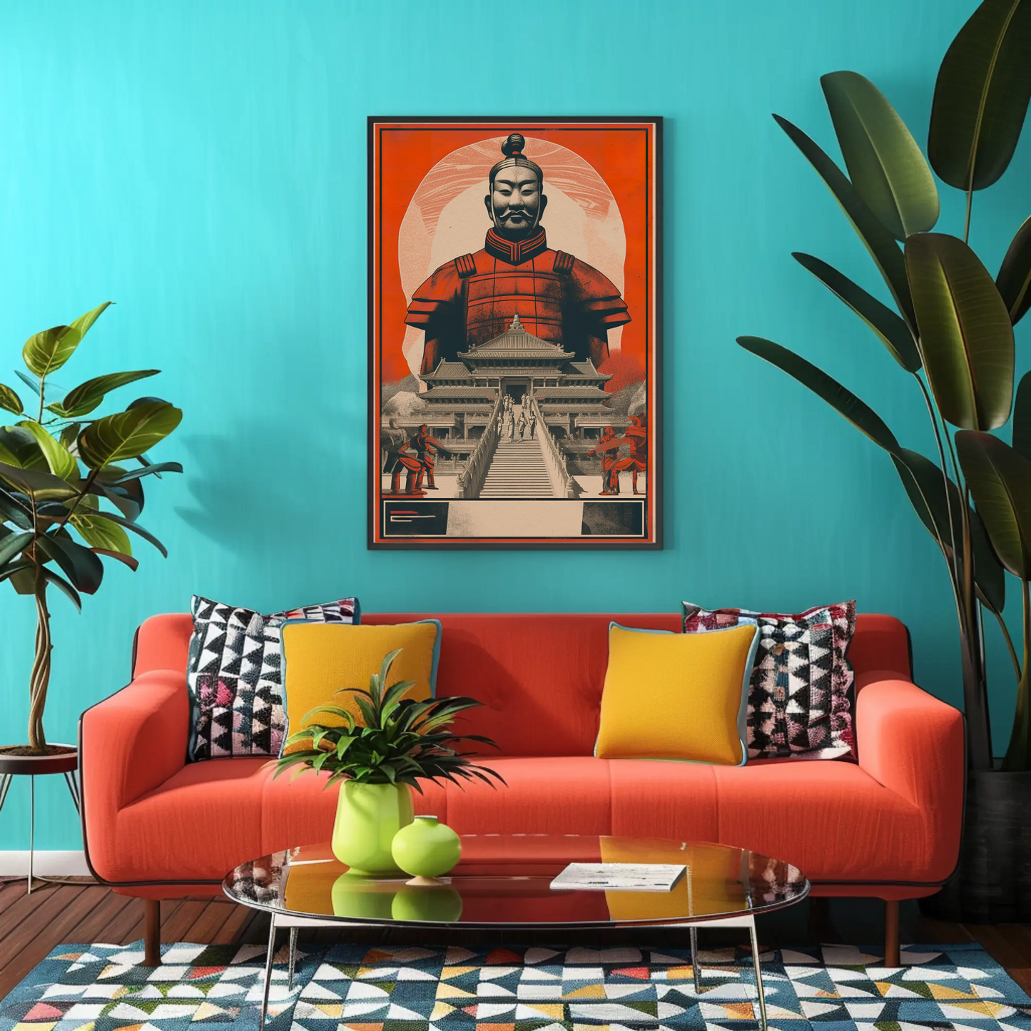 Terracotta Warrior Xian China Palace Vintage Travel Poster