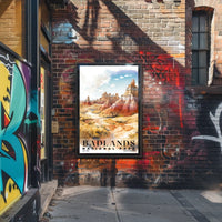 Badlands Watercolor Wall Art Poster
