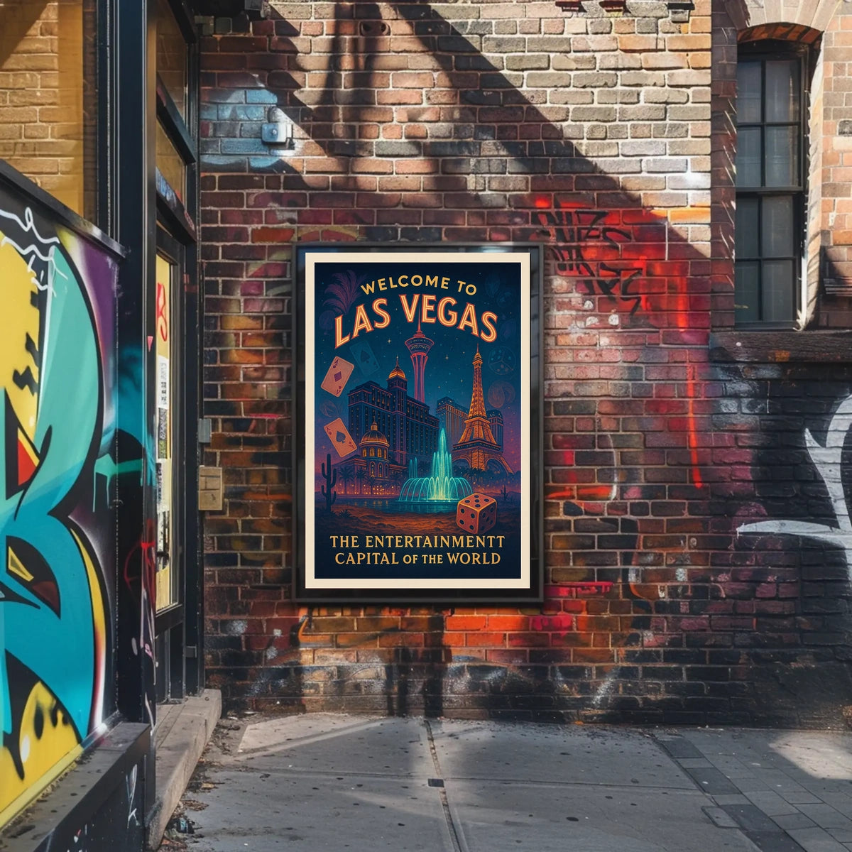 Las Vegas Vintage Travel Poster: Iconic Landmarks & Glamour