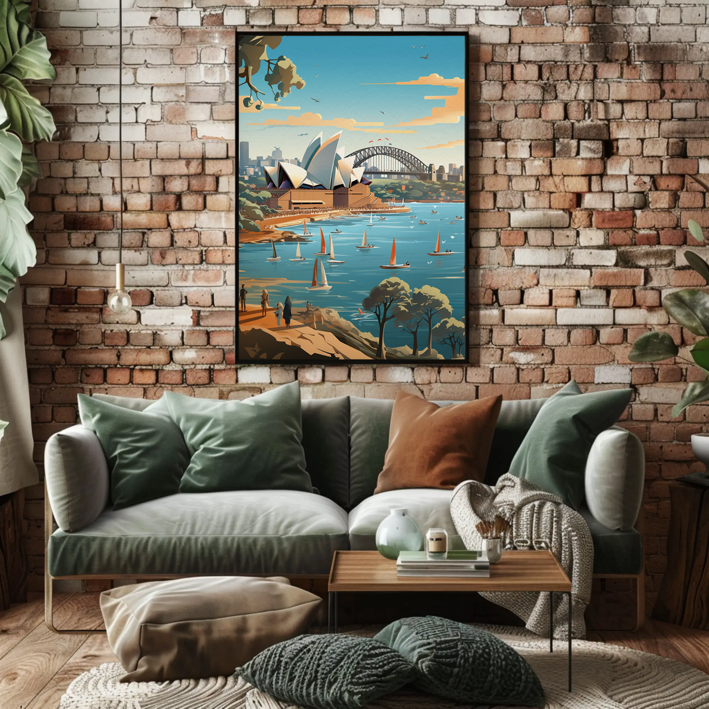 Sydney Opera House Harbor Bridge Boats View Travel Poster