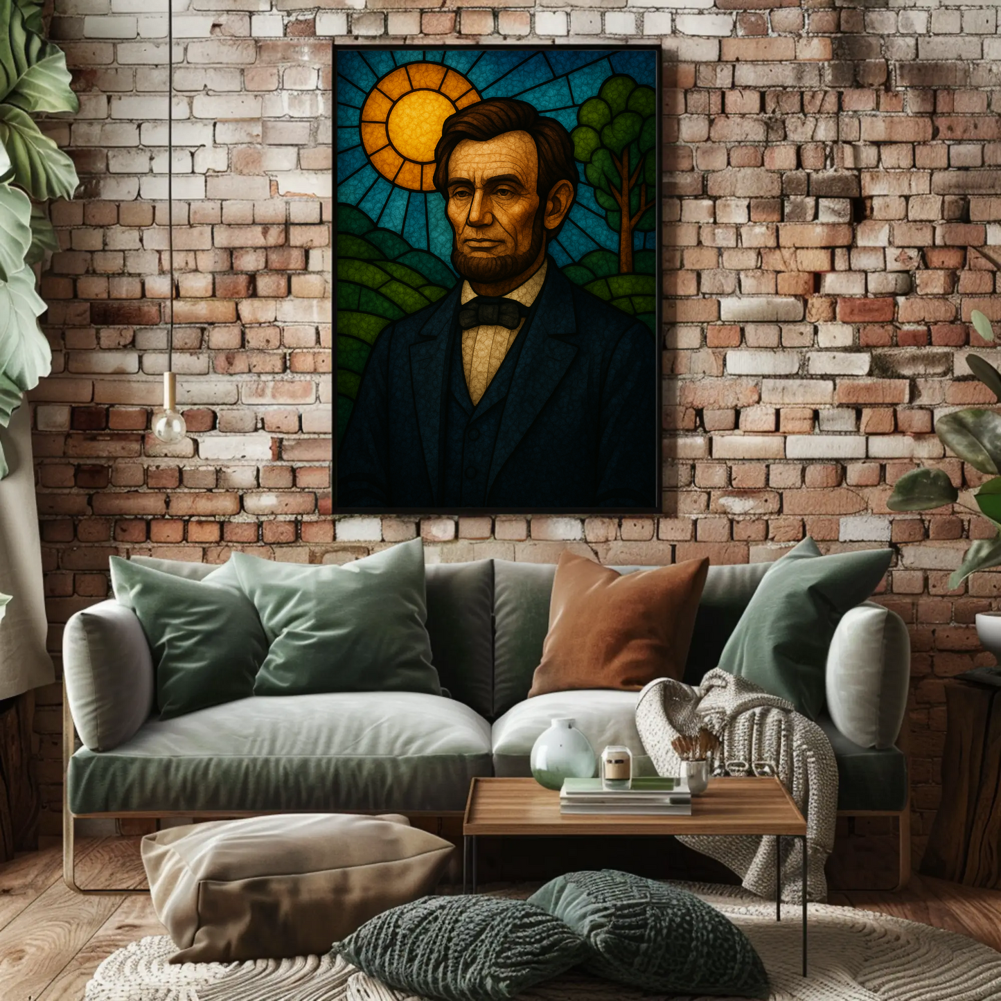 Abraham Lincoln Stained Glass Portrait Poster