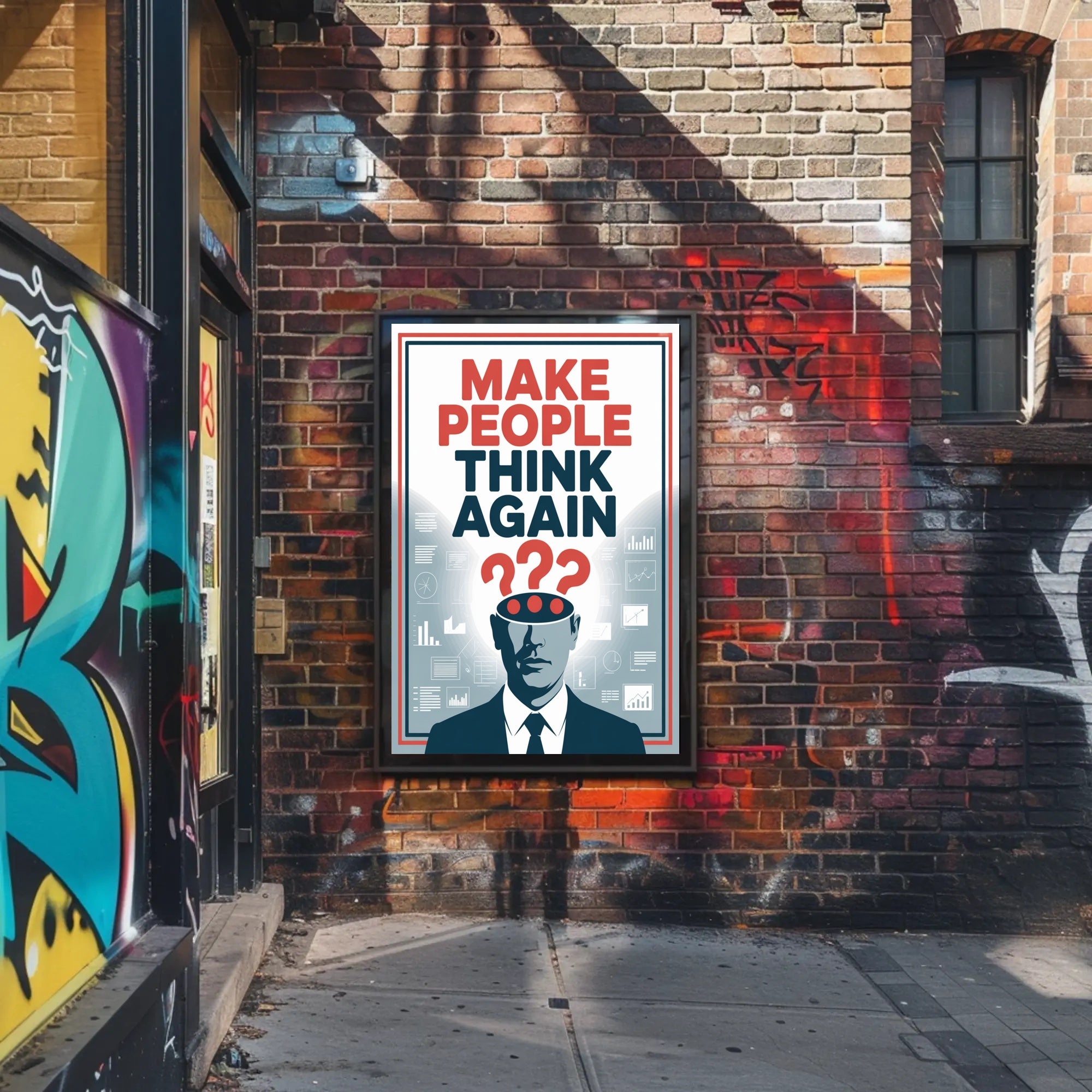 MAKE PEOPLE THINK AGAIN Motivational or Quote Poster