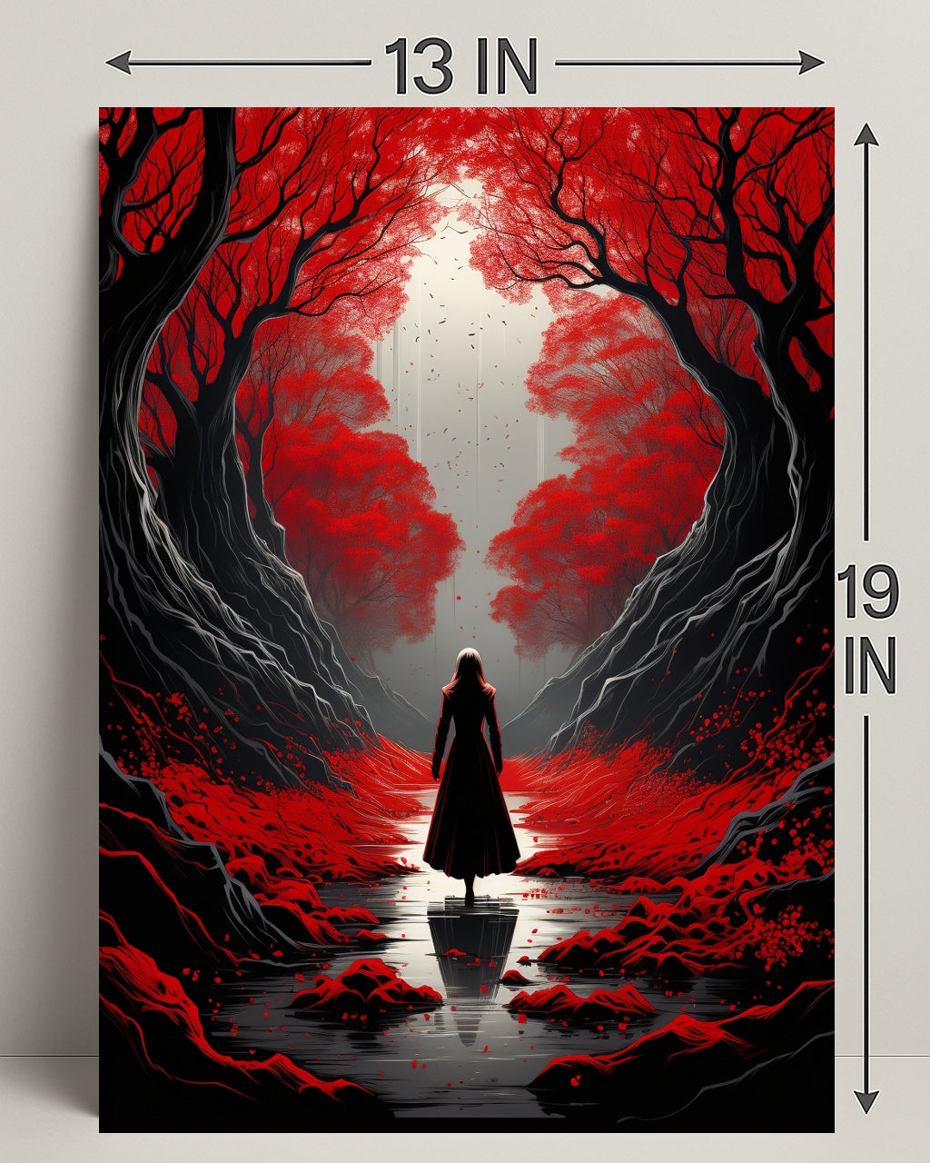 Enchanted Red Forest Poster