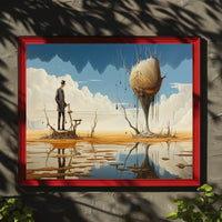 Surreal Dreamscape with Mysterious Island Artistic Poster