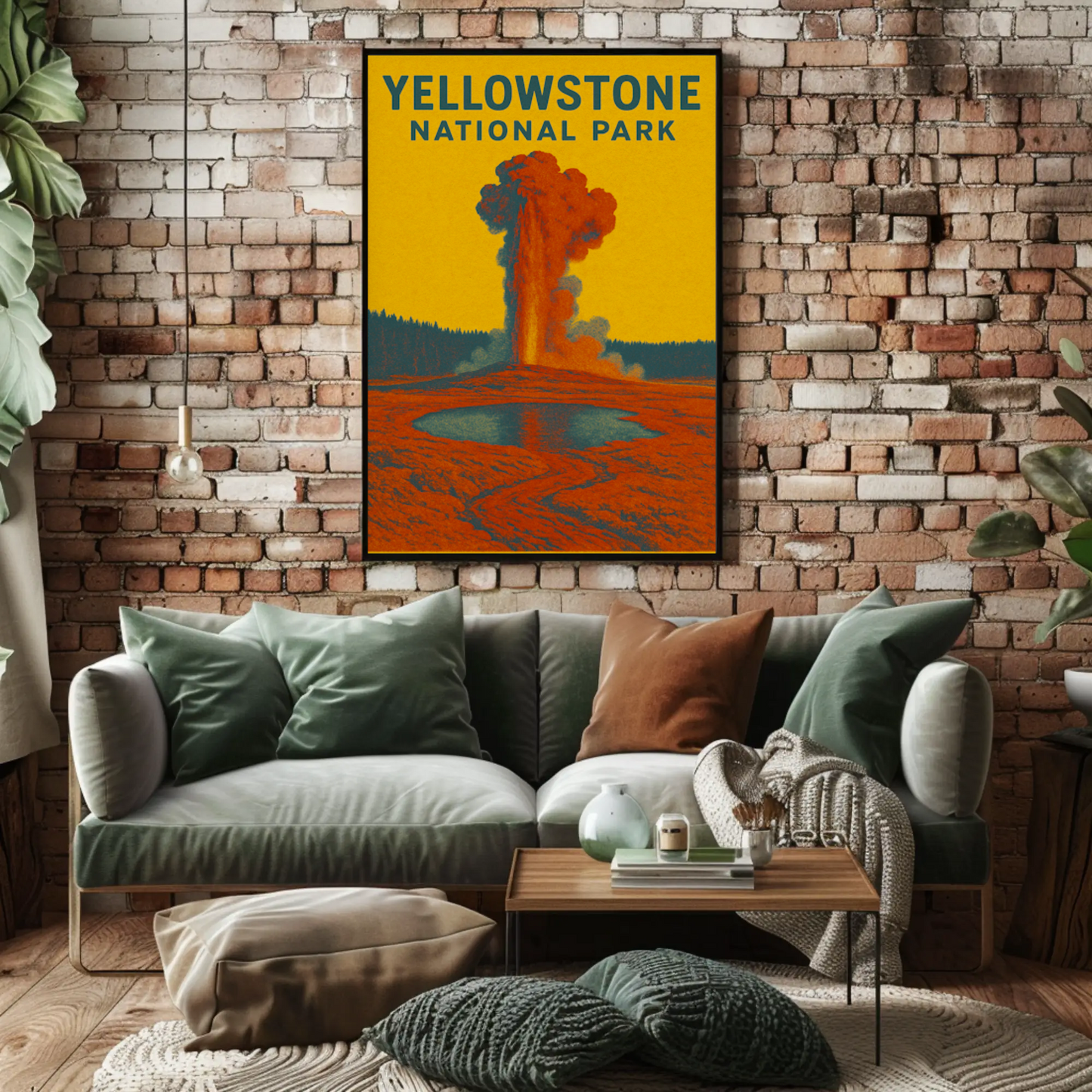 Yellowstone's Majestic Eruption Vintage Travel Poster