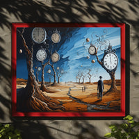 Surreal Barren Landscape with Clocks Artistic Poster