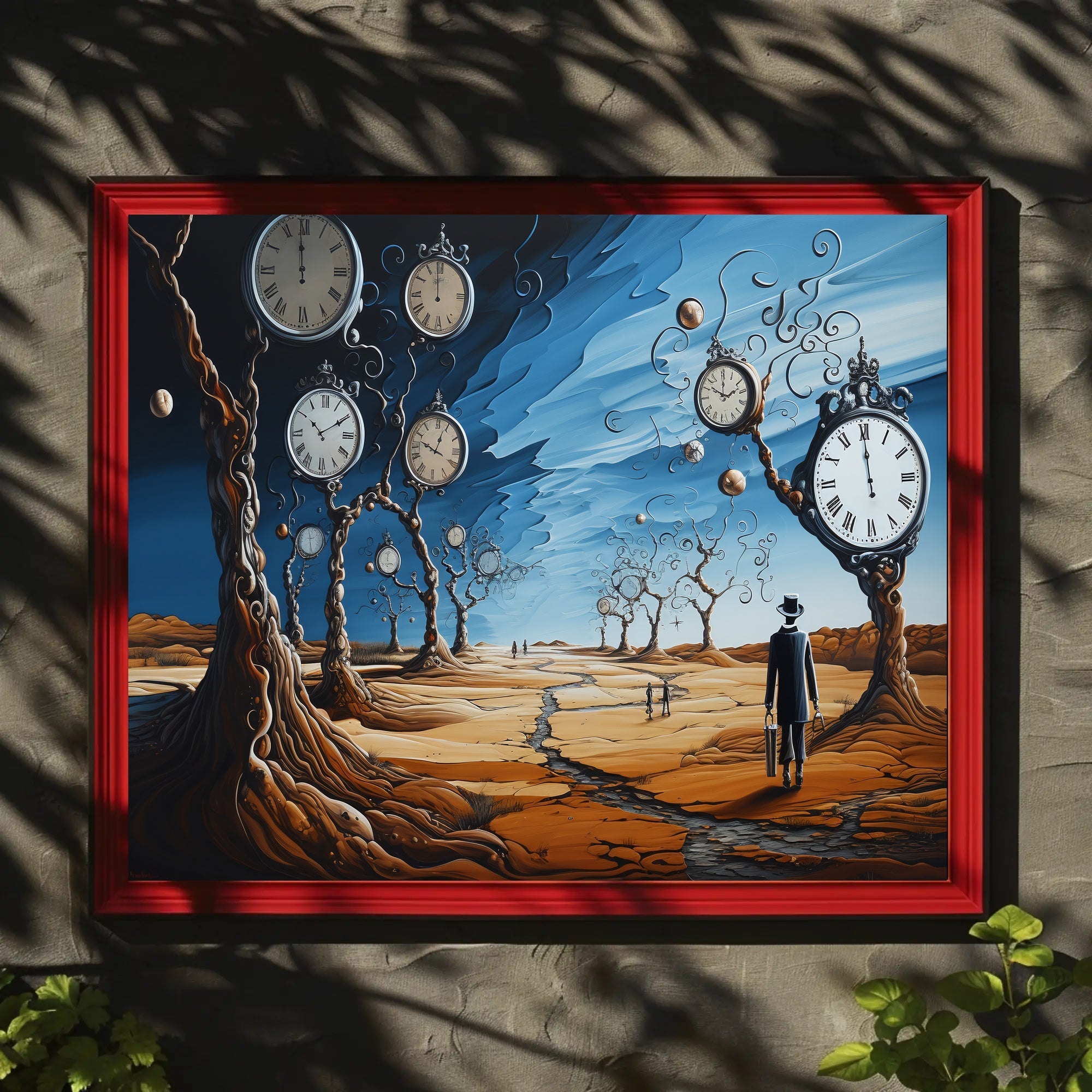 Surreal Barren Landscape with Clocks Artistic Poster