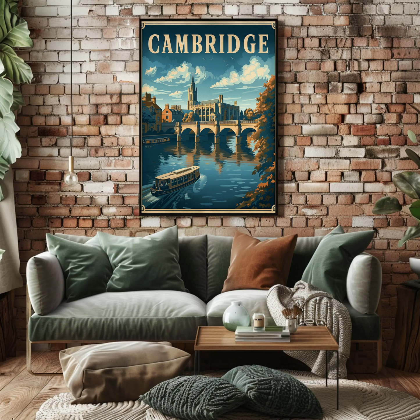 Cambridge England Bridge River Cathedral Travel Poster