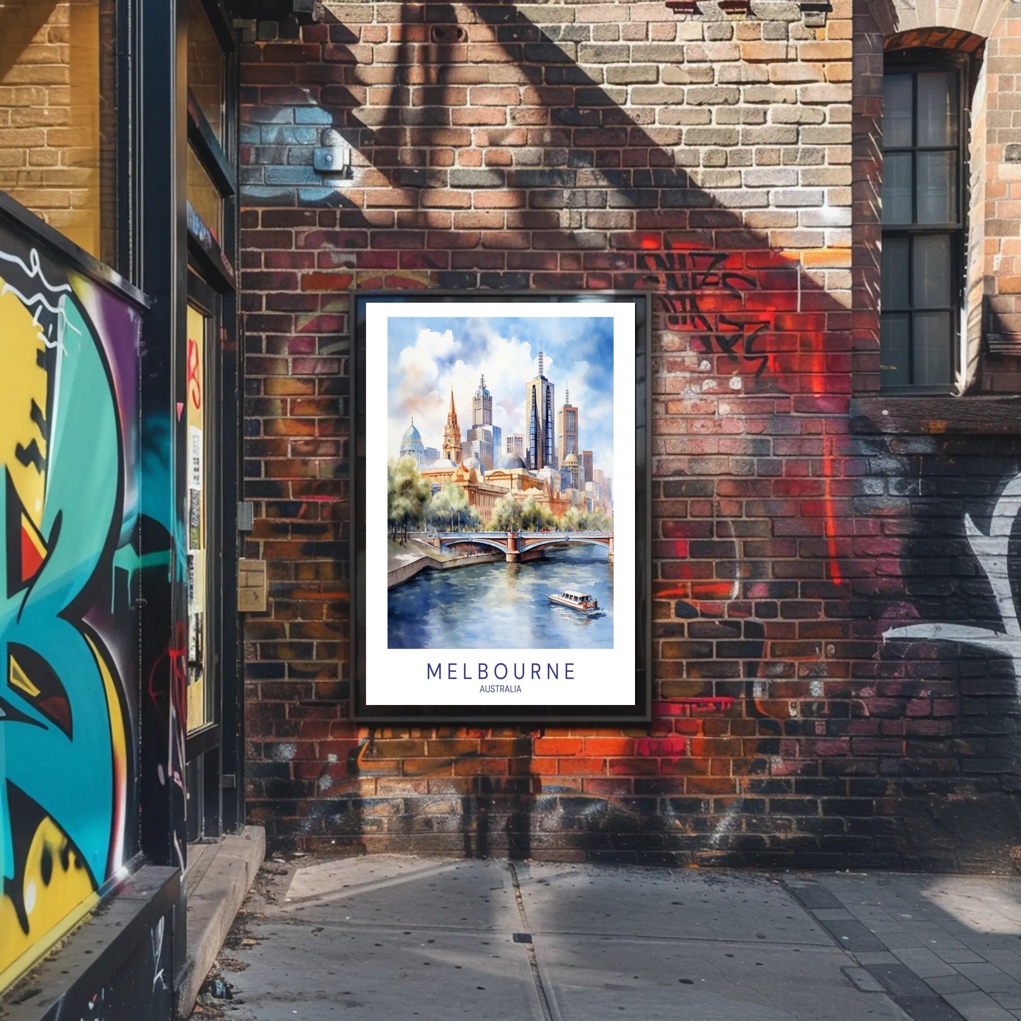 Melbourne Skyline Illustration Travel Poster PosterGoat