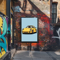 Yellow Sports Car Illustration Poster PosterGoat