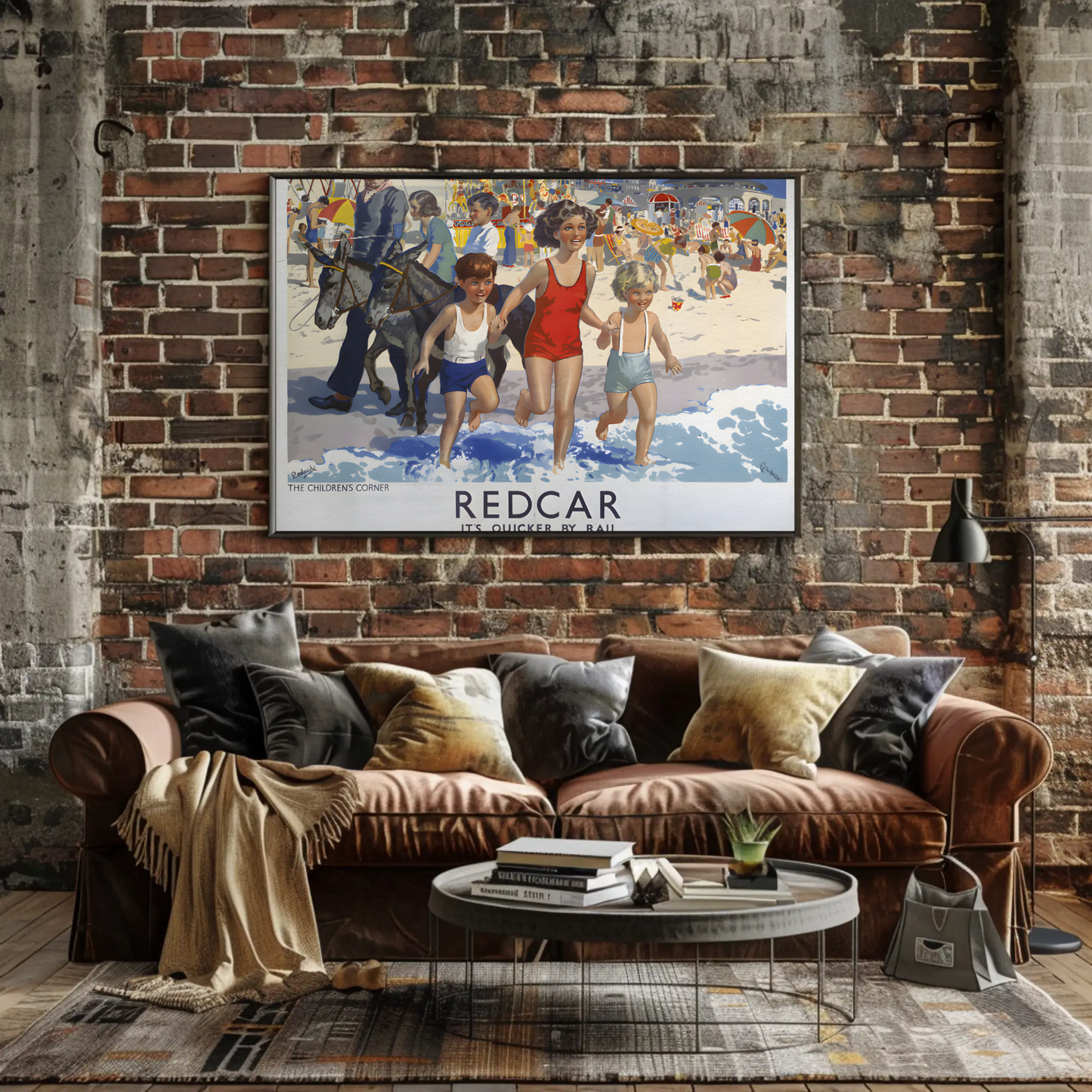 Redcar - It's Quicker by Rail Poster