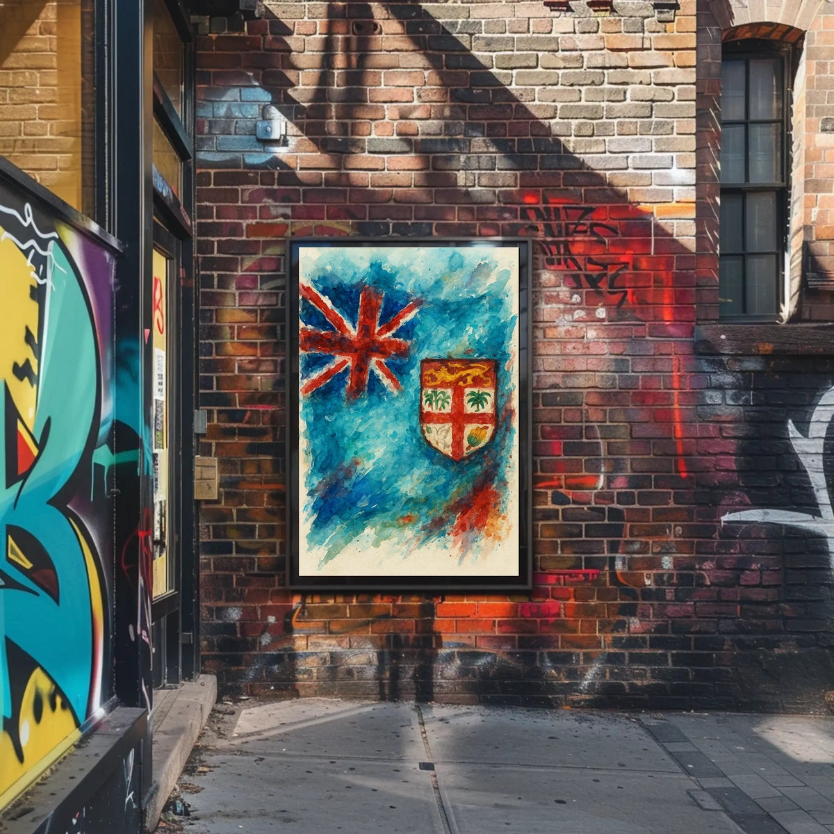 Fiji Flag Watercolor Art Poster