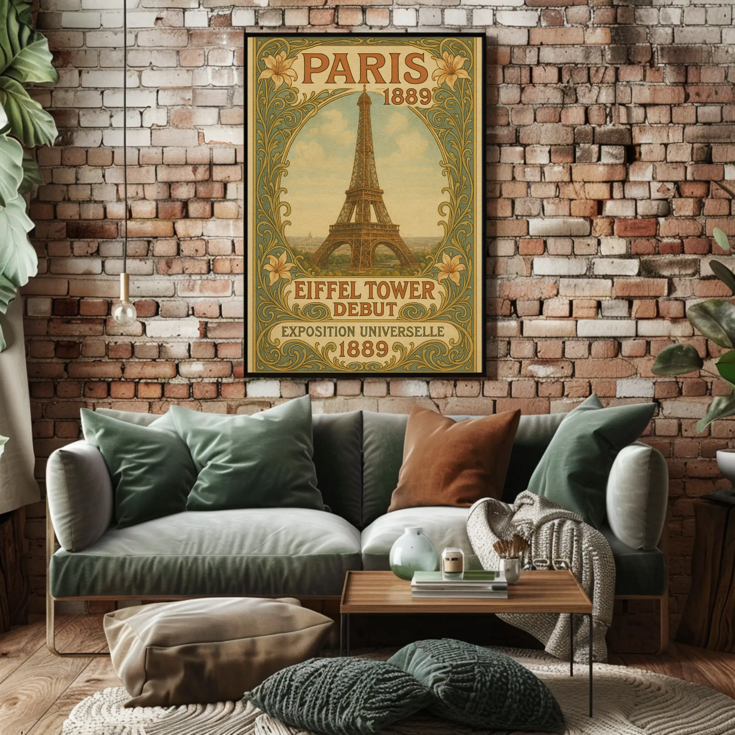 Paris 1889 Eiffel Tower Debut Art Nouveau Travel Poster