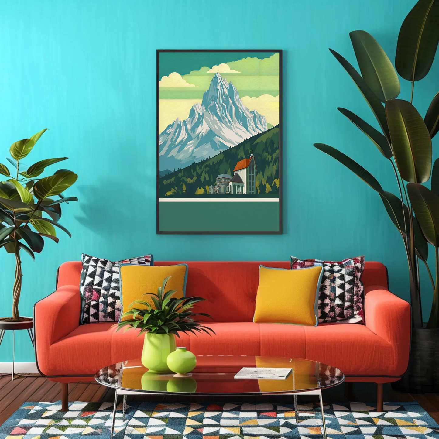 Lift Ride Through Snowy Hillside Vintage Travel Poster