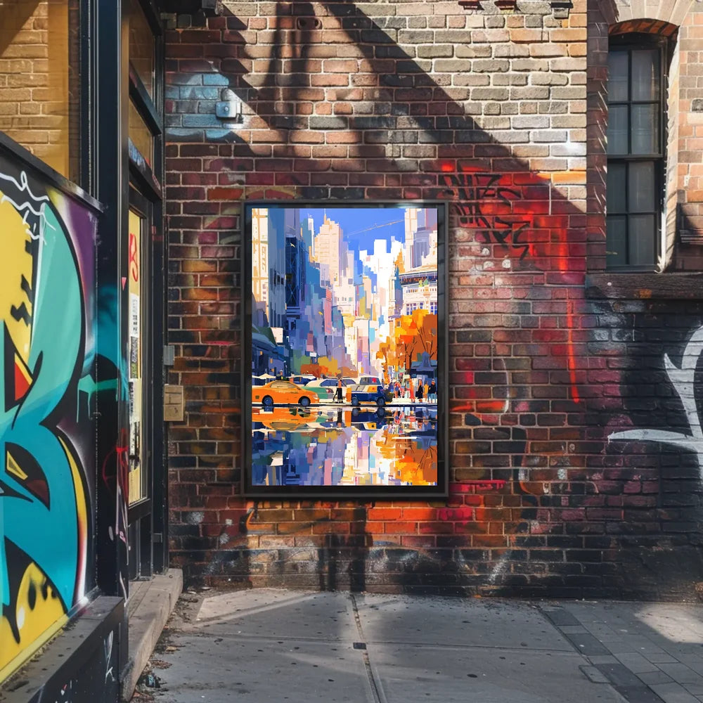 Vibrant Urban Cityscape Poster: Modern Artistic Style