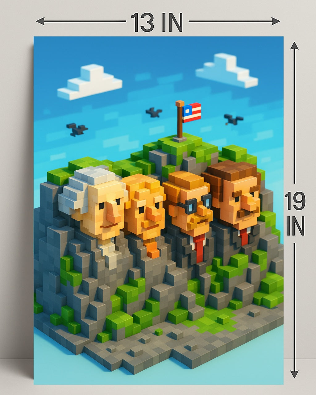 Pixel Presidents on Mount Rushmore Poster PosterGoat
