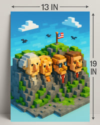 Pixel Presidents on Mount Rushmore Poster PosterGoat