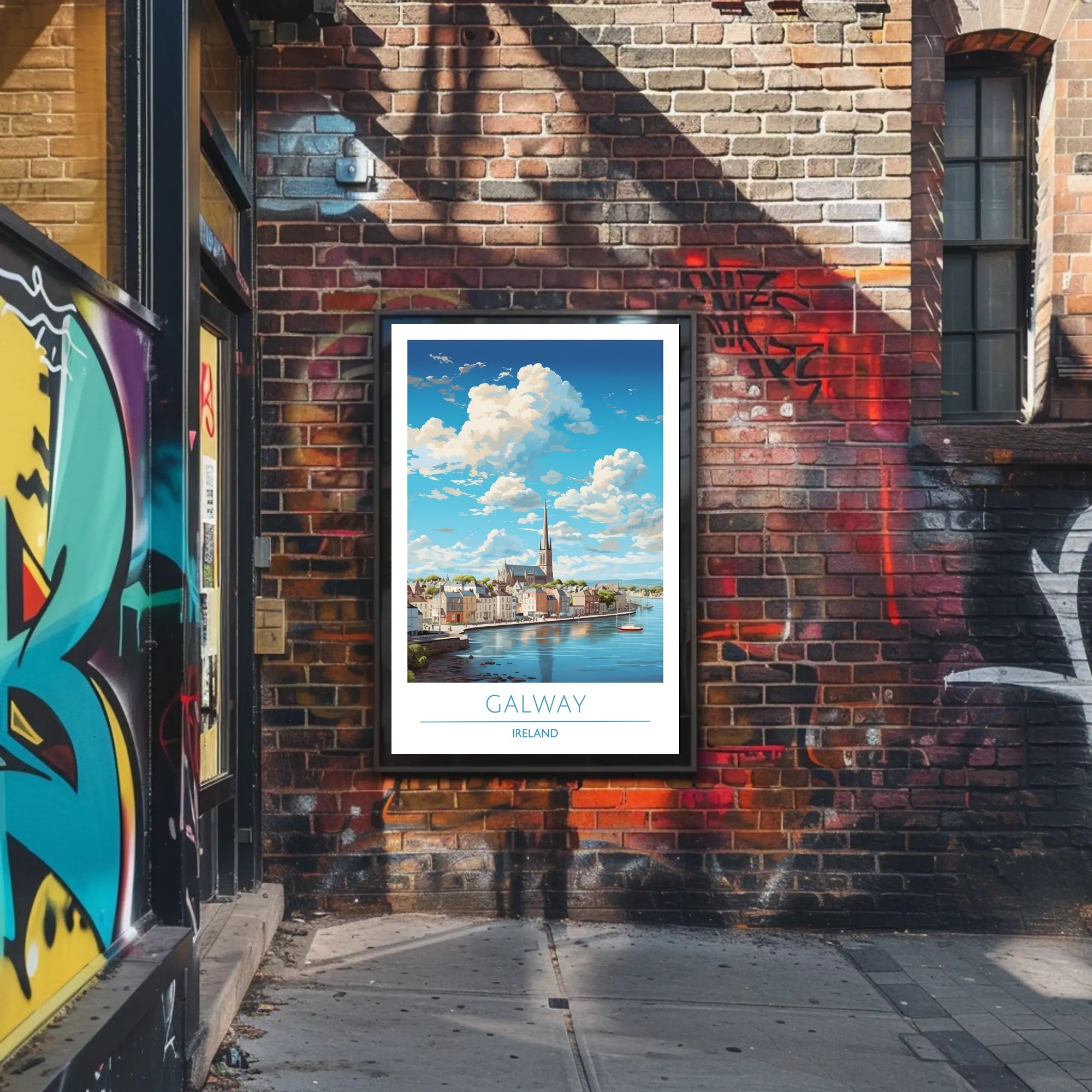 Galway Ireland Cityscape Travel Poster