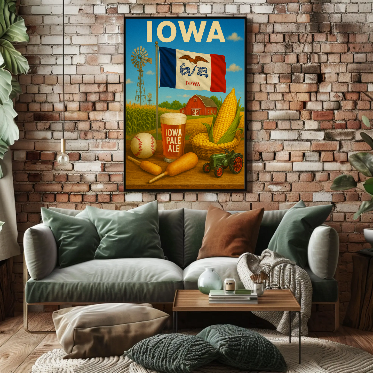 Iowa Corn Barn Ale Baseball Fair Tractor Travel Poster