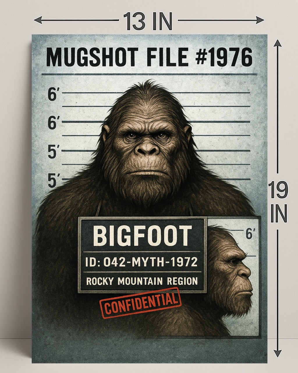 Bigfoot Mugshot Mythical Sighting Poster PosterGoat