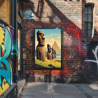 Easter Island Moai Statues Modern Art Poster