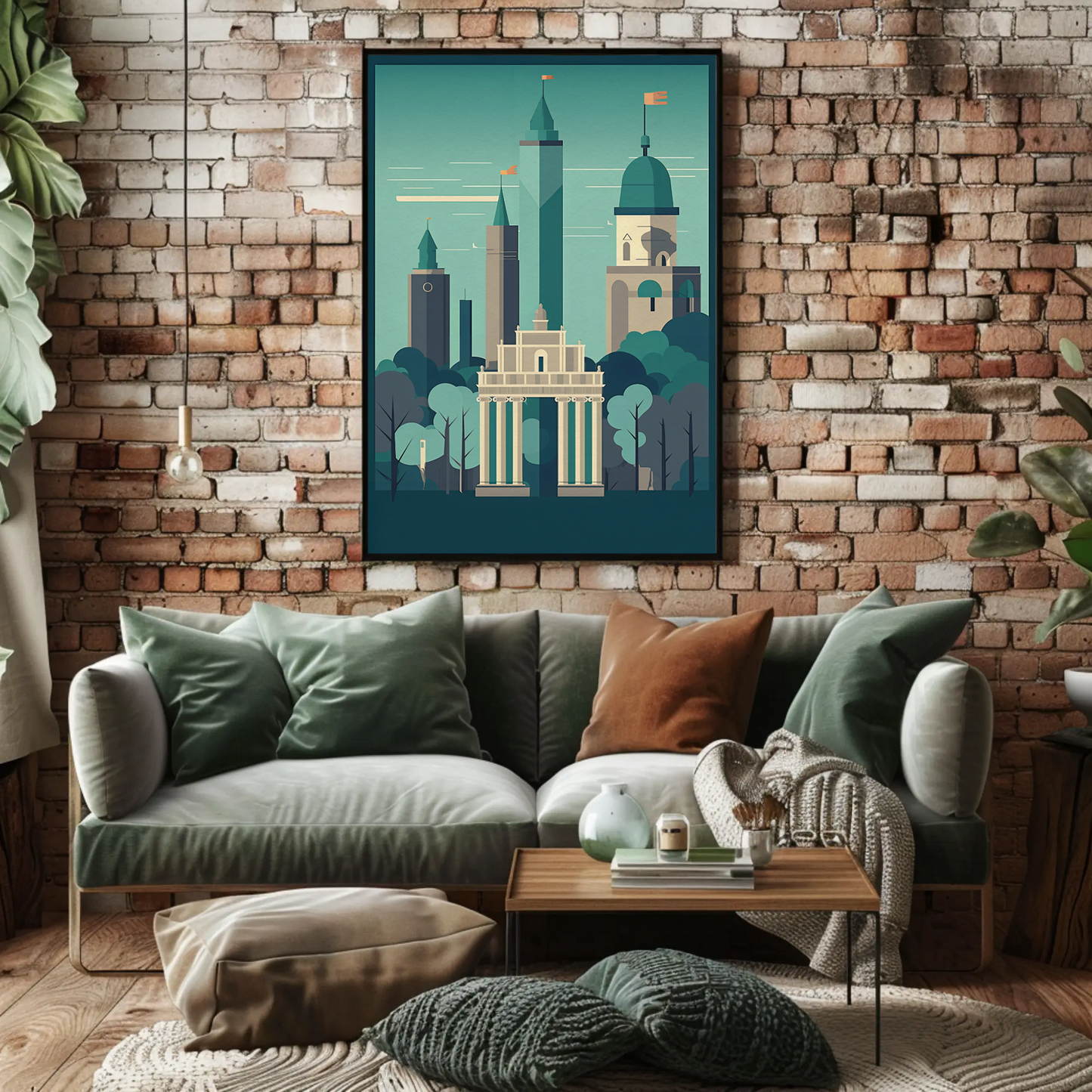 Modern Skyline With Classical Gate Travel Poster