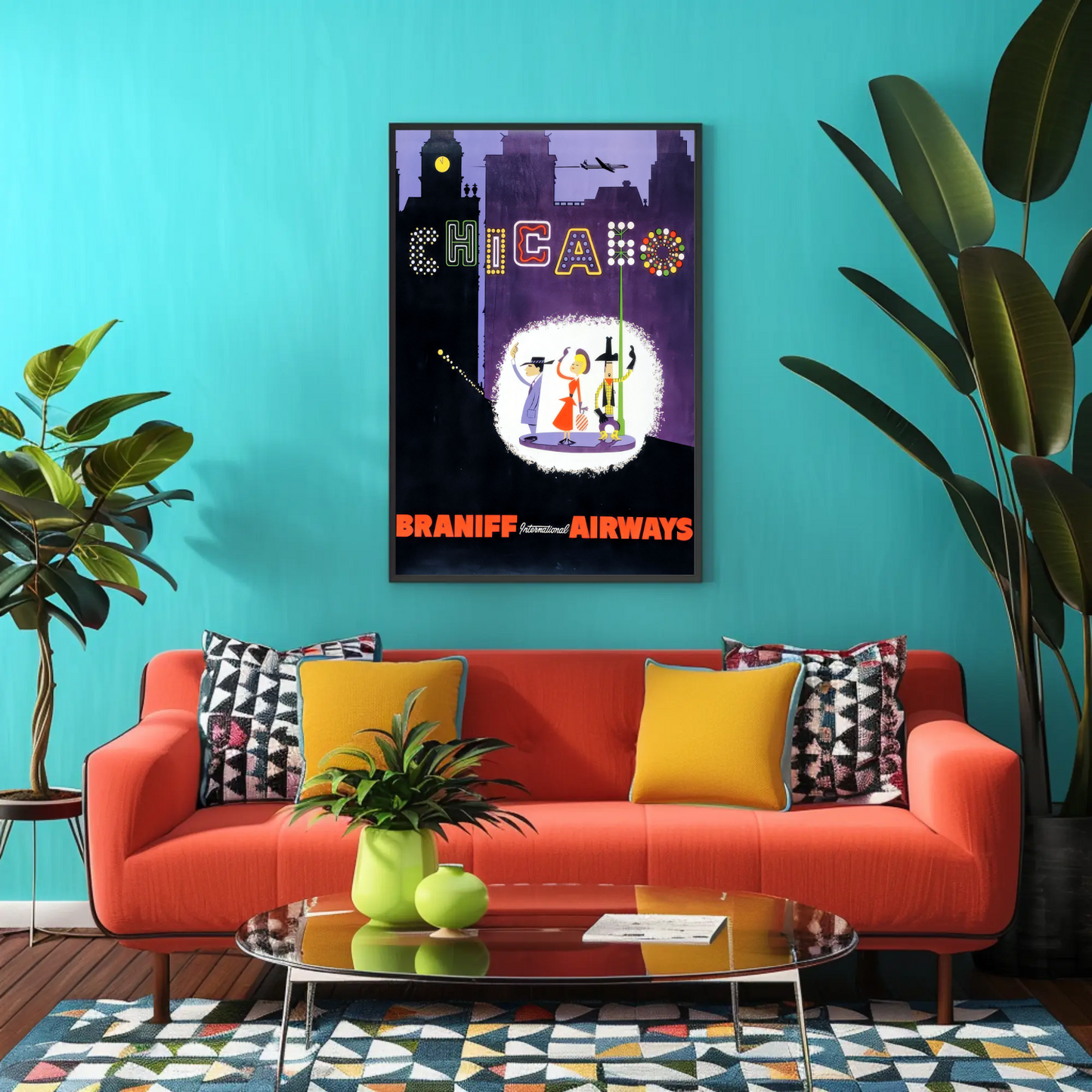 Chicago Vintage Poster - Braniff Airways