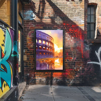 Colosseum Watercolor Sunset Rome Art Poster