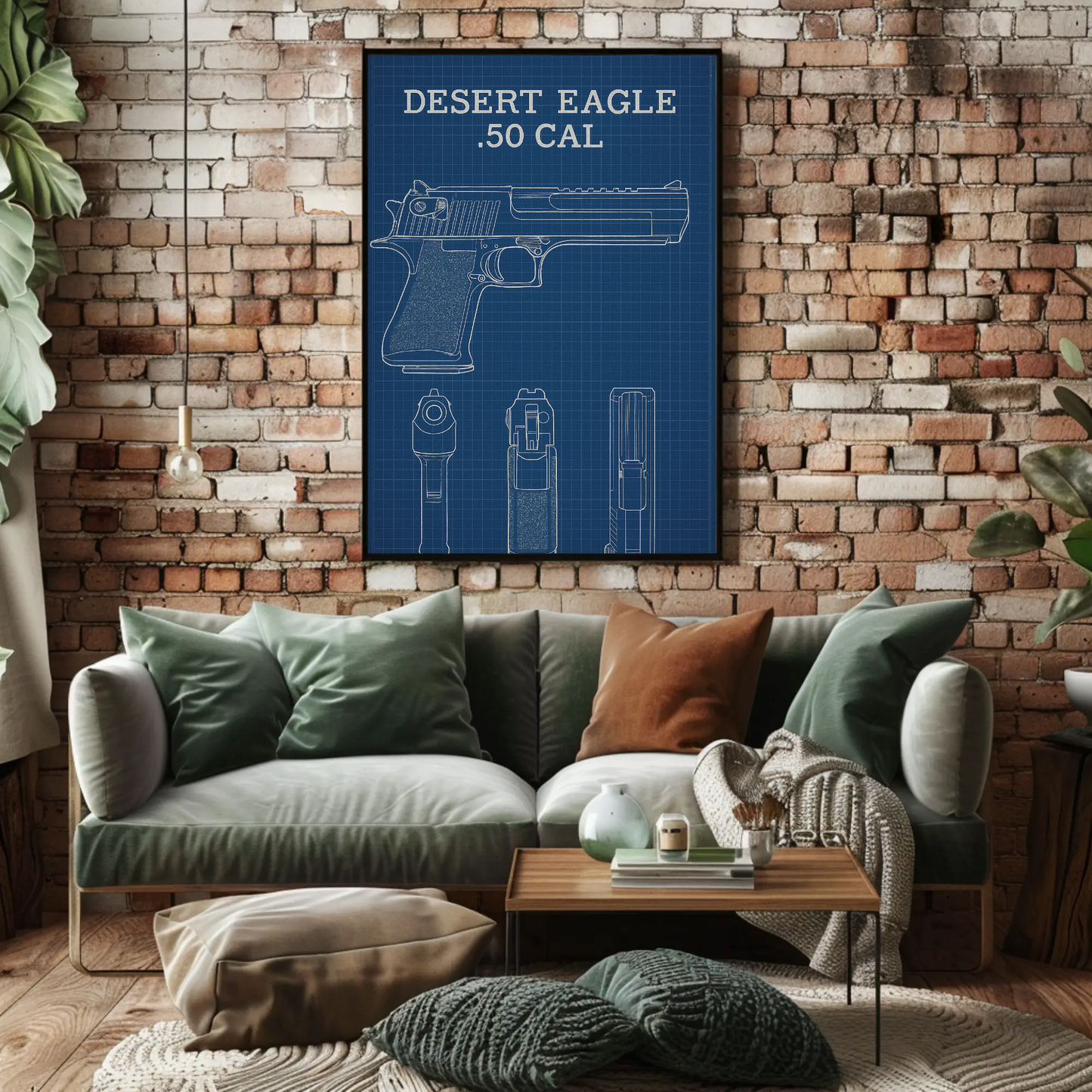 Desert Eagle 50 Cal Blueprint Side Front Views Poster