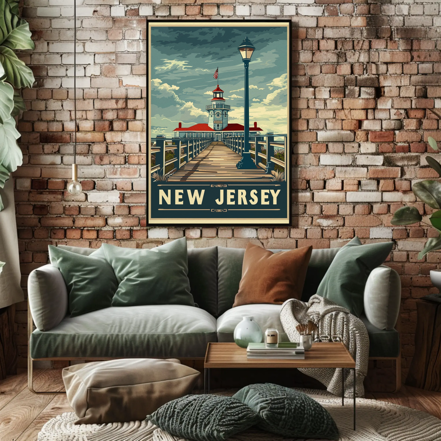 New Jersey Boardwalk Lighthouse Travel Poster